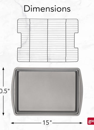 GoodCook 15" x 10.5" Nonstick Carbon Steel Baking Pan & Raised Wire Rack – Pizza Crisper, Crispy Bacon, Multipurpose Cooking Sheet Pan, Cooling Rack, Kitchen Cookware Set, Dishwasher Safe