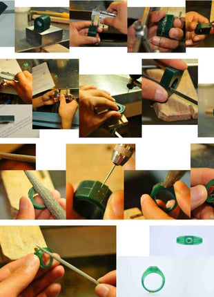 Jewelry Ring Tool Green Wax Tube for Making Rings Mold - Round With Centred Hole/Hard/Solid Carving Blank Large Flat Side (T200)