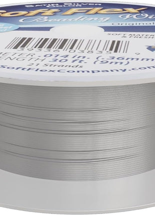 Soft Flex 21 Strand Beading Wire - Fine 0.14 Diameter - 30 Feet Design Wire - Satin Silver