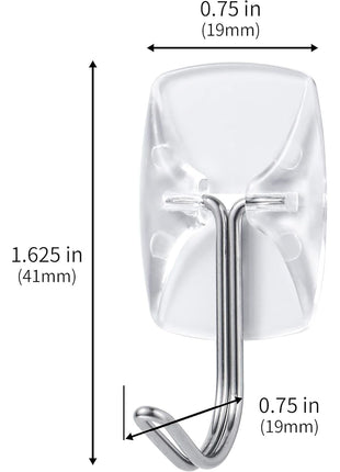 MOVELYST 15 Small Hooks Removable Strips, Clear Wire Hanger Hooks, Damage-Free Utility Hooks, Heavy Duty with Adhesive Strips, No Tools Wall Hook for Hanging, Value Pack