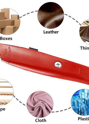 DIYSELF 2Pack Utility Knife Box Cutter Retractable Razor Blade Heavy Duty Box Cutters Knife PVC Pipe Cutter (Red)