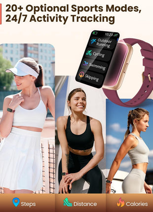 Fitness Trackers,Smart Watches for Men Women with 24/7 Heart Rate/Sleep Monitor, Fitness Watch with IP68 Waterproof, Health Activity Trackers for Android and iPhone Burgundy-Gold