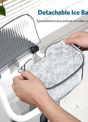 COWSAR Nugget Ice Makers Countertop Soft Chewable Pellet Ice Machine with Auto-Cleaning Function, 34Lbs/24H, Portable Ice Makers for Kitchen, Office, Home,Silver