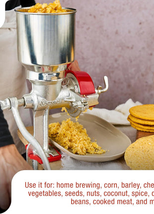 Victoria Manual Cast Iron Grain Mill with High Hopper, Premium Corn-Grinding Mill and Grain Grinder, Made in Colombia