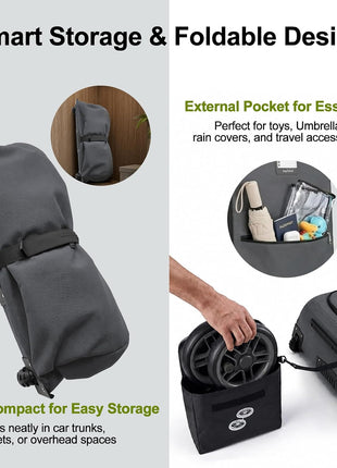 Stroller Travel Bag for Airplane,Compatible with UPPAbaby Vista V1/V2/V3,Cruz V1/V2/V3, Padded Gate Check Stroller Bag with Large Jagged Wheels, Reinforced Bottom, External Pocket (Grey)