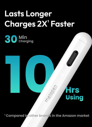 Metapen iPad Pencil A8 Stylus Pen for iPad 2018+ Palm Rejection&Magnetic | Metal Barrel Apple Pencil, USB-C Fast Charging, Reliable Precision & Smooth Writing Pen for iPad 6th-11th Gen Pro Air Mini