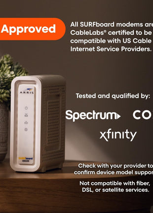 ARRIS (SB8200) - Cable Modem - Fast DOCSIS 3.1 32x8 Gigabit Cable Modem , Approved for Comcast Xfinity, Cox, Charter Spectrum, & more | 1 Gbps Max Internet Speed, 4 OFDM Channels - (No Built-in Wifi)