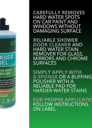 3D Eraser Gel Water Spot Remover – Acidic Gel Formula for Hard Water Spots & Mineral Deposits – Safe for Paint, Glass, Chrome, Plastic & Metal - 16 oz