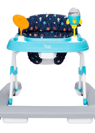 Smart Steps Trend Activity Walker and Entertainer with Removeable Toys, Large Tray, Cup Holder, Adjustable Height and Flat Fold Frame for Storage, Ages 6 Months +, Space Walk Navy