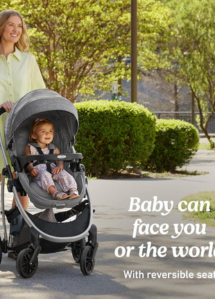 Graco Modes Pramette Stroller, 3-in-1 Baby Stroller, 3 Modes: Infant Car Seat Carrier (Car Seat Not Included), Infant Pramette to Toddler Stroller with Reversible Seat and One-Hand Fold, Redmond