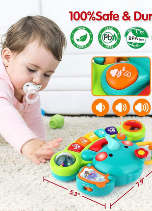 Baby Piano Toys 6-12 Months, Elephant Piano Keyboard Newborn & Infant Toys | Light Up Musical Toddler Toys for 1 Year Old Boy Girl, Christmas & Birthday Gifts For 12-18 Months, 6 7 8 9 Month Old Toys