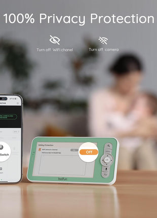 BOIFUN 2026 Upgraded 2K WiFi Baby Monitor with Camera and Audio, Smart Night Light, APP & 5inch Split-Screen Control, Motion/Cries/Sound/Custom Alarm Zone Detect, Auto Tracking, Humidity Temp Detect