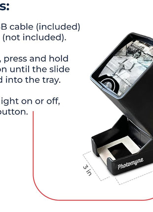 Photomyne 35mm Slide & Film Negative Viewer – 3X Magnification LED Light | Rediscover Every Slide in Vivid Detail