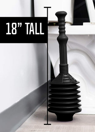 JS Jackson Supplies Professional Bellows Accordion Toilet Plunger, High Pressure Thrust Removes Heavy Duty Clogs from Clogged Bathroom Toilets, All Purpose Power Plungers for Bathrooms, Cobalt