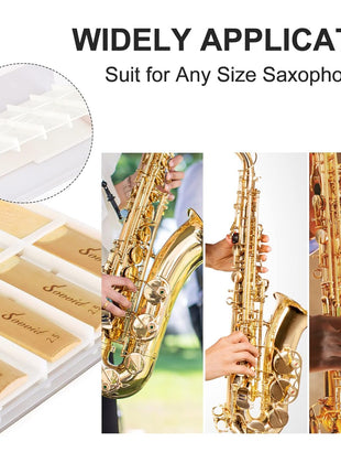 Sovvid 10 Pack Professional Alto Saxophone Reeds with Plastic Box, Strength 2.5 Alto Sax Reeds, Laser Engraved Marking & Thinner Reed Tip for Easy of Play, Traditional Reeds for Saxophone Alto