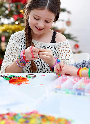 15000+ Rubber Loom Bands, Mega Rubber Bands Bracelet Kit,Loom Bracelet Making Kit with 3 Layer Container,30 Colors,380 Beads,30 Charms,Clips, Hooks Tools for DIY Art Holiday Gift