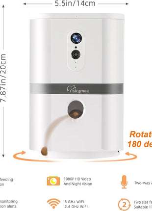 Petalk AI II Dog Camera with Auto Treat Dispenser, No Subscription Fee, 1080p HD, 180° Full-Room View 2-Way Audio, Night Vision, 2.4GHz WiFi Only