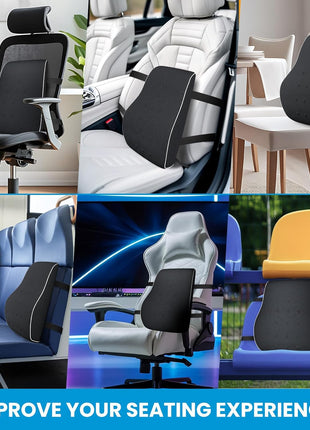 Lumbar Support Pillow for Office Chair, Office Home Essentials,Gifts for Mom,Dad, Back Support Pillow for Car, Chair Cushions,Back Pain Relief Improve Posture,Mesh Cover Double Adjustable Straps