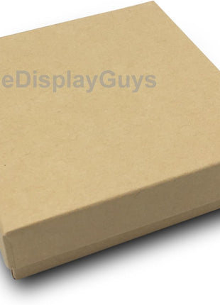 TheDisplayGuys - 100-Pack #33 Cotton Filled Cardboard Paper Jewelry Boxes Gift Case - Kraft Brown (3.5 inch x 3.5 inch x 1.0 inch) - for Shipping or Storage