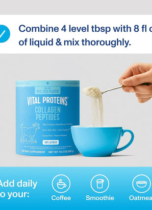 Vital Proteins Collagen Peptides Powder, Unflavored, 14.3oz | Grass-Fed Collagen Peptides, Supports Hair Skin & Nails, Bones & Joints, 20 Servings