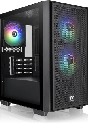 Thermaltake Versa H16 TG ARGB Black Micro ATX Tower Case; Tempered Glass Side Panel; 3 Pre-Installed ARGB Fans; CA-1Y8-00S1WN-02; 3 Year Warranty