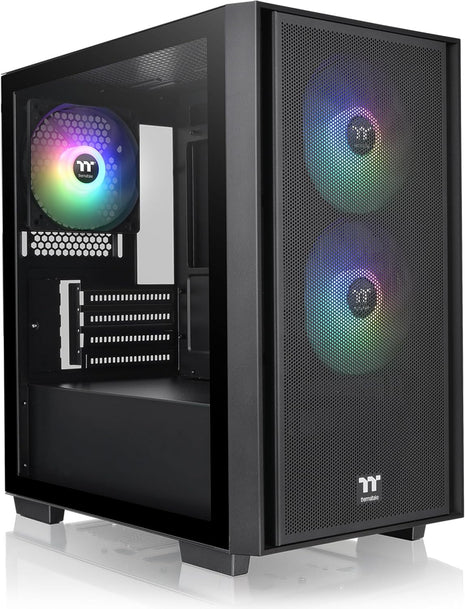 Thermaltake Versa H16 TG ARGB Black Micro ATX Tower Case; Tempered Glass Side Panel; 3 Pre-Installed ARGB Fans; CA-1Y8-00S1WN-02; 3 Year Warranty