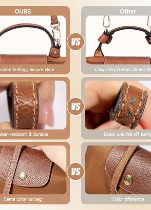 Purse Straps Replacement, Leather Handbag Crossbody Shoulder Strap Kit Adjustable for Mini Longcamp Tote Bag Women