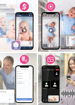 VTech Smart WiFi Baby Monitor – See Your Baby at Home or from Anywhere, 2K Camera, 5.5inch Screen, 24X Zoom, Wide Angle, Night Vision, Night Light, Free App | Smart HD Plus
