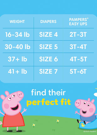 Pampers Easy Ups Training Underwear Peppa Pig Size 5 3T-4T, 124 Count (Packaging May Vary)