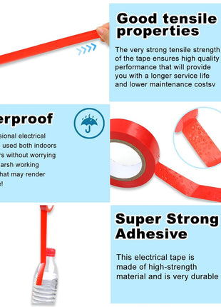 Romeda 9 Pack Coloured Electrical Tape, Electrical Tape Colours Water, Sun, and Oil Resistant, Electrical Tape is Suitable for Most Domestic, Commercial, and Industrial environments.