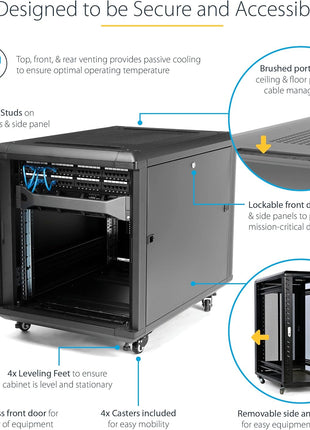 12U 29in Knock-Down Server Rack Cabinet with Casters