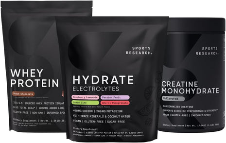 Sports Researchｮ Bundle - Creatine Powder + Whey Protein + Electrolytes