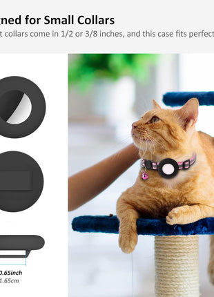 SimpleThings Air-tag Cat Collar Holder, Pet Silicone Protective Case for Air-tag, 2Pack Waterproof Case Cover for Apple Air-tag Cat Dog Pet Collar Within 3/8 inch