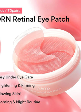 Abib PDRN Retinal Eye Patches for Rejuvenating & Puffy Eyes with Glow Jelly, Niacinamide, 60 Count, Korean Skin Care