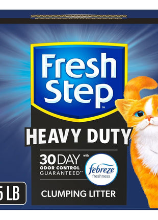 Fresh Step Clumping Cat Litter, Heavy Duty Advanced, Long Lasting 30-Day Odor Control with Odor Eliminating Carbon, 17.5 lb