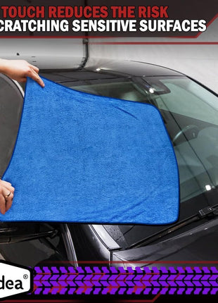 AIDEA Microfiber Towels for Cars-2PK, Large Professional Car Drying Towel, Scratch-Free & Absorbent Drying Towel for Cars, SUVs, RVs, Trucks, and Boats, 24inx 31in, Blue