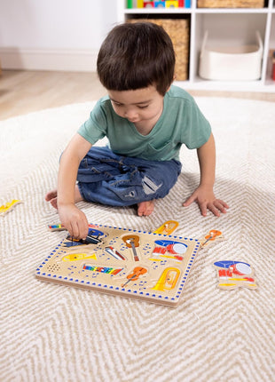 Melissa & Doug Musical Instruments Sound Puzzle - Wooden Peg Puzzle (8 pcs)