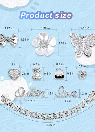 Charms for Bogg Bag,Pearls,Butterfly Flowers and Chain for Bogg Bag Accessories Charms(20 pcs)
