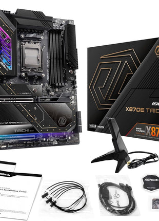 ASRock AMD X870E Taichi Ryzen Socket AM5 X870 Dual Channel DDR5 DIMMs 256 GB 8200 EATX Motherboard M.2 LED WiFi 7