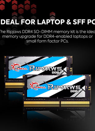 G.SKILL Ripjaws DDR4 SO-DIMM Series DDR4 RAM 32GB (2x16GB) 3200MT/s CL22-22-22-52 1.20V Unbuffered Non-ECC Notebook/Laptop Memory SO-DIMM (F4-3200C22D-32GRS)