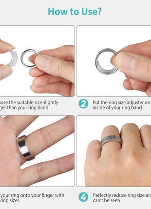 Invisible Ring Size Adjuster for Loose Rings Ring Adjuster Fit Wide Rings with Jewelry Polishing Cloth