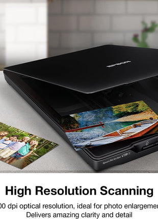 Epson Perfection V39 II Flatbed Photo Scanner 4800 dpi Optical Resolution | 4800 dpi Optical Resolution Image Scanning High-Rise Removable Lid Scan to Cloud and USB Power Black