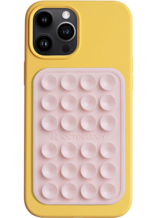 OCTOBUDDY Classic - Silicone Suction Phone Case Adhesive Mount - Hands-Free, Strong Grip Holder for Selfies and Videos - iPhone and Android Compatible - 2.25′′ x 3.25′′, Chalk Pink