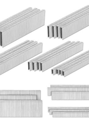 4200-Count 18 Gauge 1/4 inch Narrow Crown Staples (1-1/2 inch 1-1/4 inch 1 inch 3/4 inch 1/2 inch) & 18GA Brad Nails (2 inch 1 inch 5/8 inch), Heavy Duty Galvanized Upholstery Staple for Pneumatic/Electric Stapler Gun/Brad Nailer