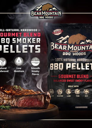 Bear Mountain 2-Pack Wood Pellets for Smoker, Grill & BBQ, 20 Lbs, Gourmet Blend - Premium Hardwood Barbecue Pellets for Indoor and Outdoor Grilling