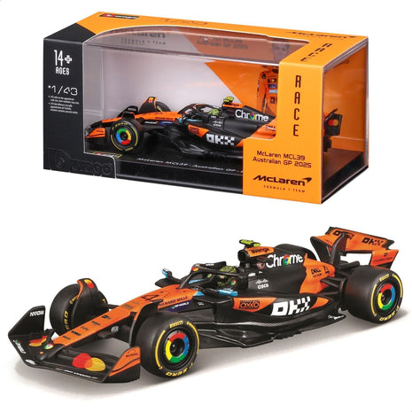 Bburago 1:43 Race Formula McLaren MCL39 w/Helmet (2025) Norris #4