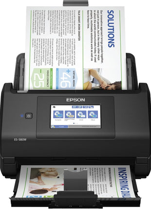 Epson Workforce ES-580W Wireless Color Duplex Desktop Document Scanner | For Computers including PC and Mac 100 Sheet ADF 4.3 in Touchscreen Black
