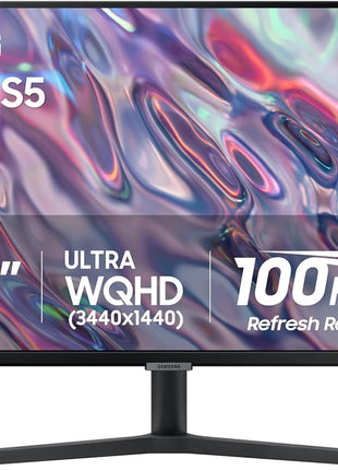 SAMSUNG 34 inch ViewFinity S50GC Series Ultra-WQHD Monitor, 100Hz, 5ms, HDR10, AMD FreeSync, Eye Care, Borderless Design, PIP, PBP, LS34C502GANXZA, 2023, Black