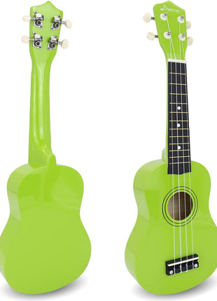 Soprano Ukulele for Kids 21 Inch Hawaiian Wood Ukelele Beginner Kit | Incl. Online Lesson Gig Bag Strap Nylon String Tuner Picks - Green Adult Starter Ukalalee Set Student Ukalelee Christmas Gift