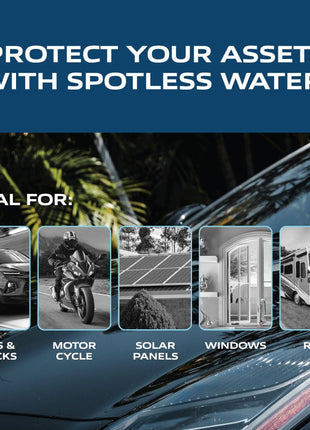 Spotless Water Systems - DIC-20, Simple Window, Solar Panel, RV & Car Wash System, Works for All Vehicles, Motorcycles, Bikes, Boats, Planes, Yachts, Towel Drying Eliminated